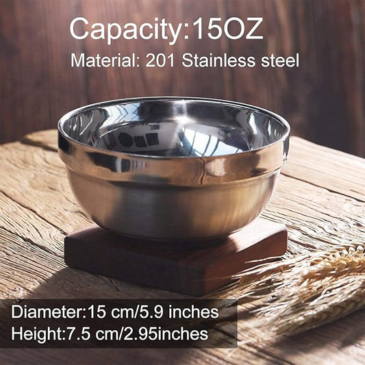 SATINIOR 6 Pack Stainless Steel Bowls for Kids and Adults Stainless Steel Cereal Bowls Double-walled Insulated Bowl Metal Snack Bowl(15 oz)