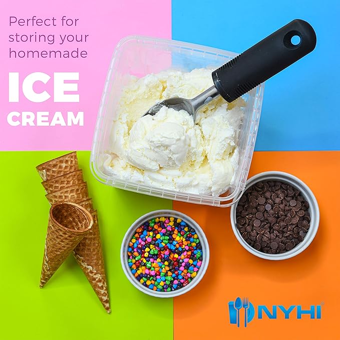 NYHI 48 oz 20 Large Pack Square Clear Deli Containers with Lids Disposable BPA Free Plastic Food Storage Containers with Lids Airtight for Meal Prep Take Out Kitchen
