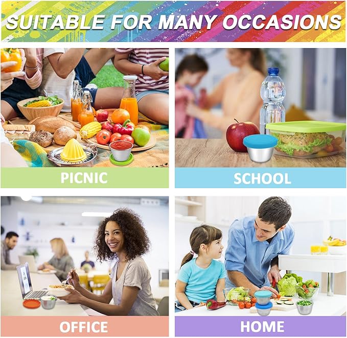 10PCS Food Storage Bags Silicone, Leakproof Reusable Storage Bags, Reusable Snack Bags Silicone for Home Food Storage, Kids School Lunch,Picnic and Travel (Salad Dressing Container)