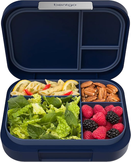 Bentgo Modern - Leak-Resistant Bento Lunch Box For Adults, Teens, & Larger Appetites; Reusable BPA-Free Meal Prep Container with 3 or 4 Compartments, Dishwasher/Microwave Safe; 44oz (Navy)