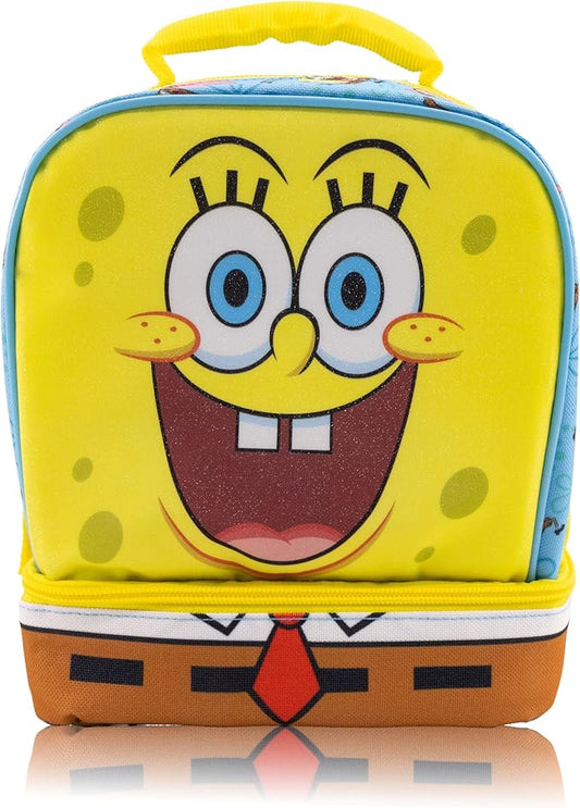 Fast Forward SpongeBob SquarePants Lunch Box for Kids With Glitter | Insulated Lunch Bag Lunch Box for Boys, Girls, Toddlers | SpongeBob SquarePants Reusable Lunchbox