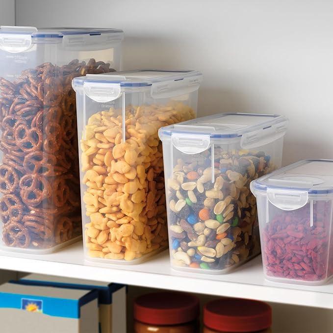 LOCK & LOCK Pantry Container Food Storage Bin, Rectangular, BPA-free/Dishwasher Safe, 4 Piece Set (Multi Size), Clear