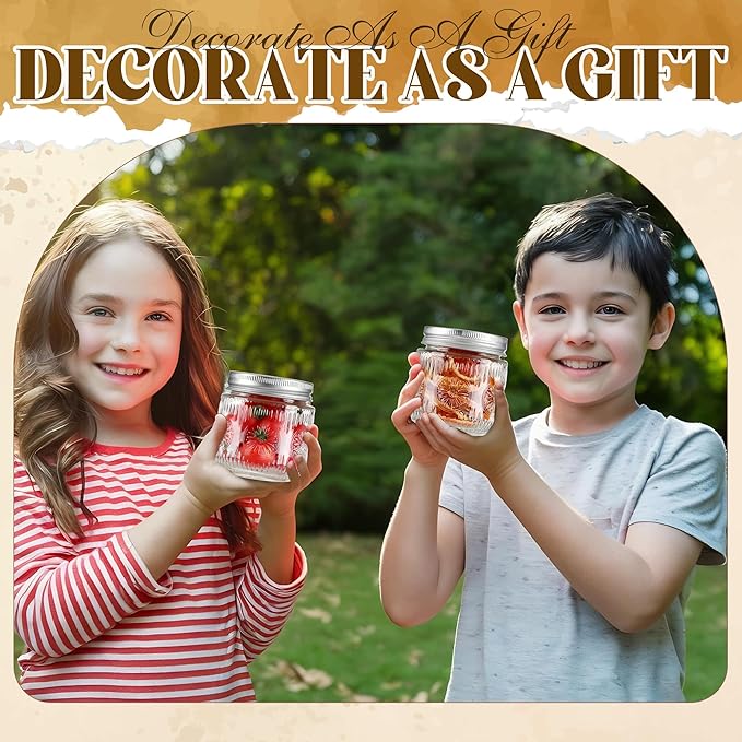 Mason Jars 8 oz - Small Glass Mason Jars with Silver Metal Lids, Regular Mouth Canning Jars, Safe For Storage, Canning, Pickling, Preserving, Fermenting, DIY Crafts & Decor (8Pack)