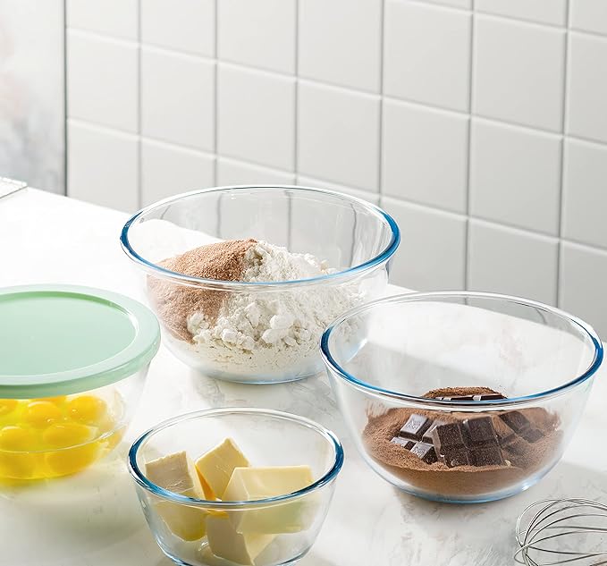 Concept Mixing Bowls with Lids, Glass Nesting Bowls, Space Saving Food Storage Containers, 6 Piece Set