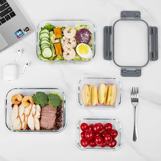 Vtopma Glass Food Containers (8pack 35oz+12.5oz)