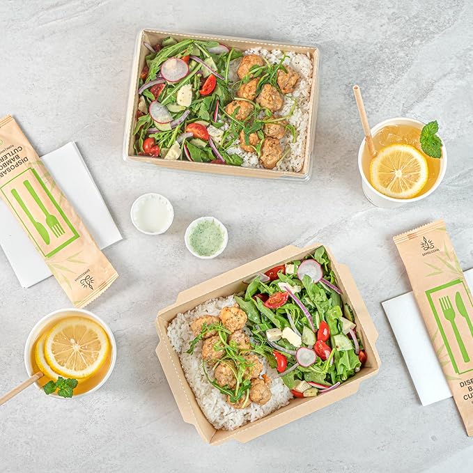 Restaurantware-Sustain 34 Ounce Sturdy Paper Take Out Boxes, 200 Disposable Take Out Food Containers - With PLA lining, Lids Sold Separately, Bamboo Paper Containers, Compostable, Click-Lock Design