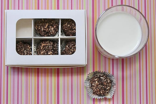 Treat boxes with window and dividers | 6 X-SMALL compartments | 5 x 3.5 x 1.57 in | Empty candy boxes for gift giving, truffle box - perfect for Valentine's Day | 20-pack (White)