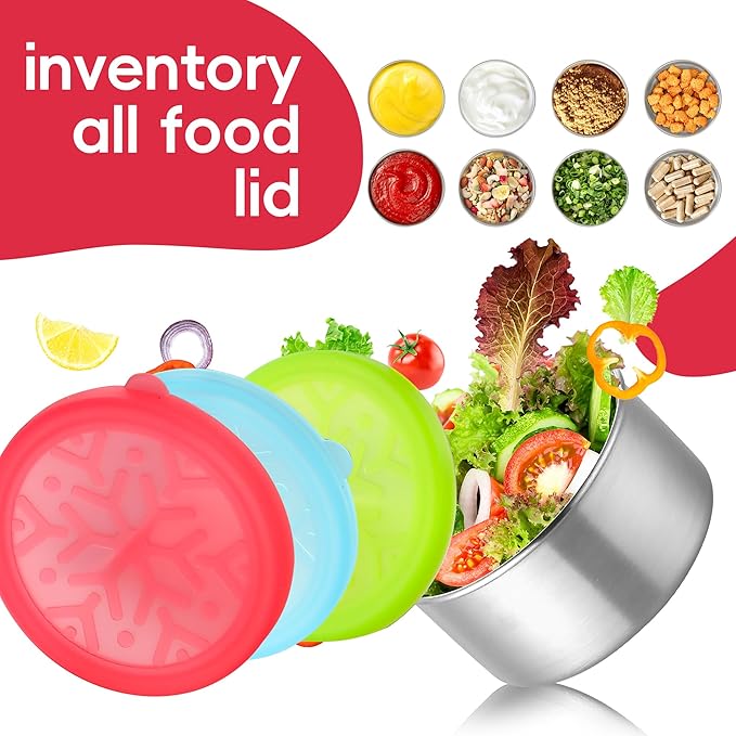 Stainless Steel Snack Containers for Kids Salad Dressing Container To Go Small Snack Box with Silicone Lids Easy Open LeakProof Reusable Metal Toddler Lunch Box for School
