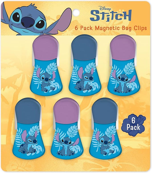 Disney Magnetic Chip Clips – Set of 6 Bag Clips for Food Storage - Mickey, Minnie, Lilo & Stitch, Winnie The Pooh – Durable Airtight Bag Chip Clips for Pantry & Fridge Use