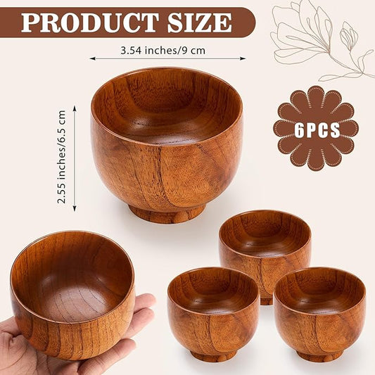 6 Pcs Wood Facial Mask Mixing Bowl Bulk, 3.54 Inch Wooden Facial Bowls Esthetician Supplies for Women DIY Skincare Products Home Salon