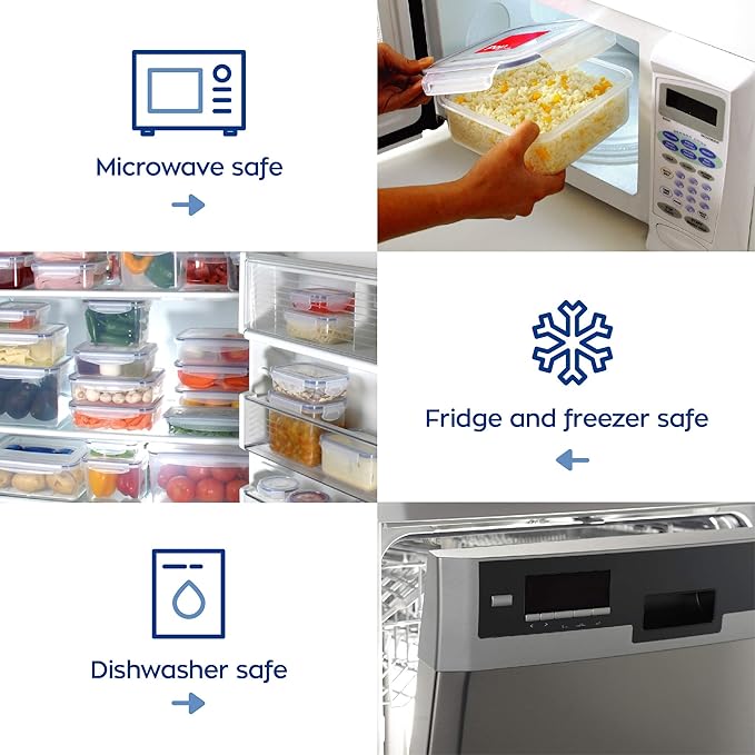 8 Clear Food Storage Containers Set, Microwave and Freezer Safe, Little Big Box