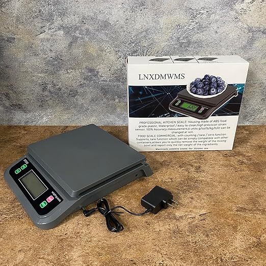 66LB 30kg Large Digital Kitchen Scale, with Tare and Prep Counting Scales Commercial Food Baking Bakery Scales LCD Display with Adapter, 6 Unit (Grey, 30kg)