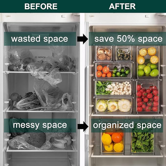 LALASTAR Fridge Organizer And Storage Clear, Large Refrigerator Organizer Bin with Pull-out Drawer, Pantry Organization and Storage, BPA Free, 1 Pack, 9.51QT