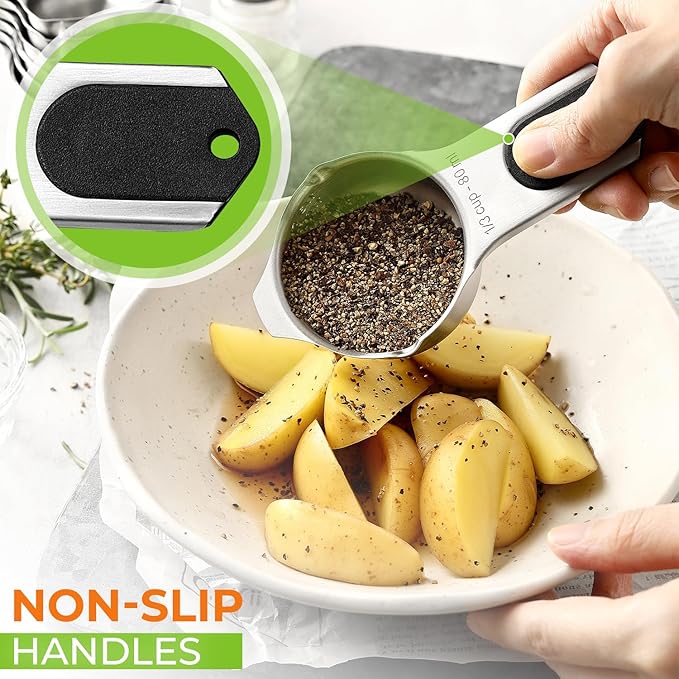 Spring Chef Premium Swivel Vegetable Peeler, White & Stainless Steel Magnetic Measuring Cups, Set of 7, Black - 2 Product Bundle