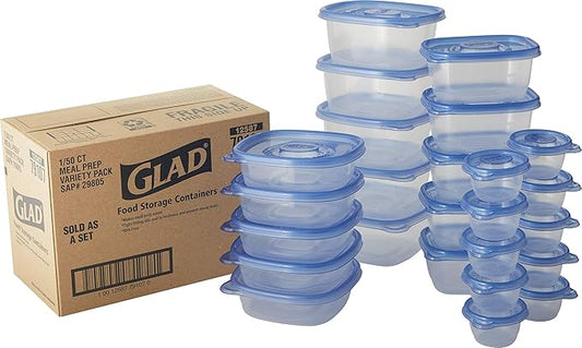 GladWare Food Storage Containers, Lunch Variety Pack, 25 Count Set | With Glad Lock Tight Seal, BPA Free Containers and Lids in a Variety of Sizes to Hold and Store Food