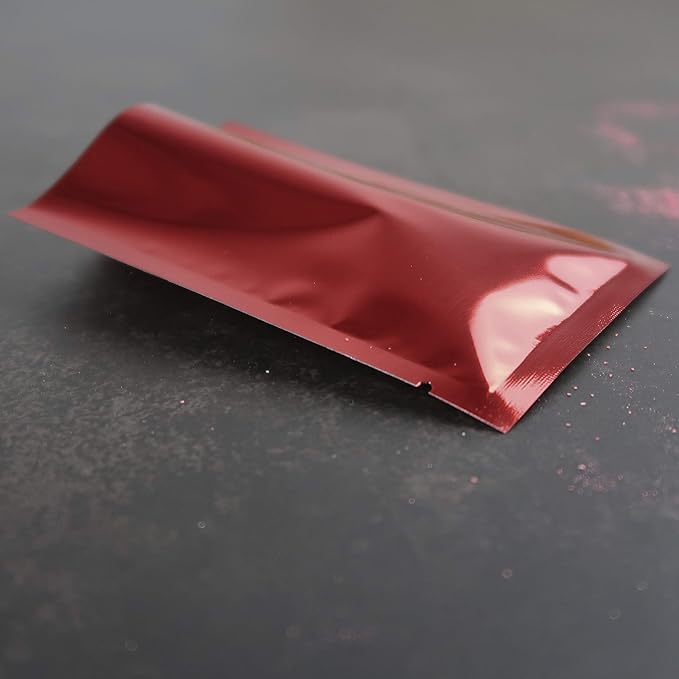 QQ Studio 100 PCS Metallic Mylar Foil Open Top Sealable Bags (9x13cm(3.5x5.1"), 100x Red)