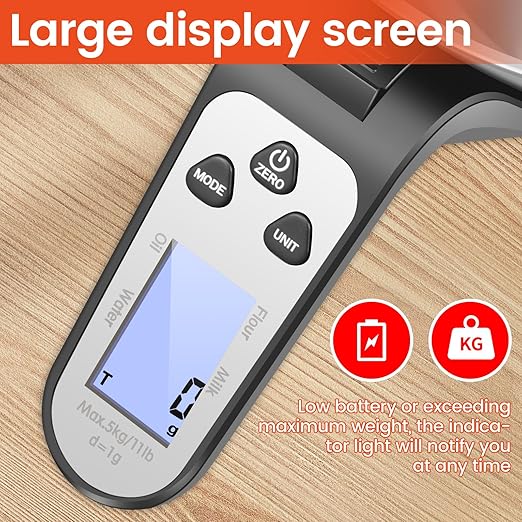 Digital Kitchen Food Scale with Bowl, Stainless Steel Food Scale with Cup Easy to Carry Large Capacity Digital Kitchens Food Scales for Home Cooking (Black)