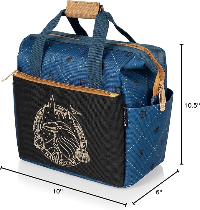 PICNIC TIME Harry Potter Ravenclaw On The Go Lunch Cooler, Soft Cooler Lunch Box, Insulated Lunch Bag, (Black with Blue Accents), 10 x 6 x 10.5