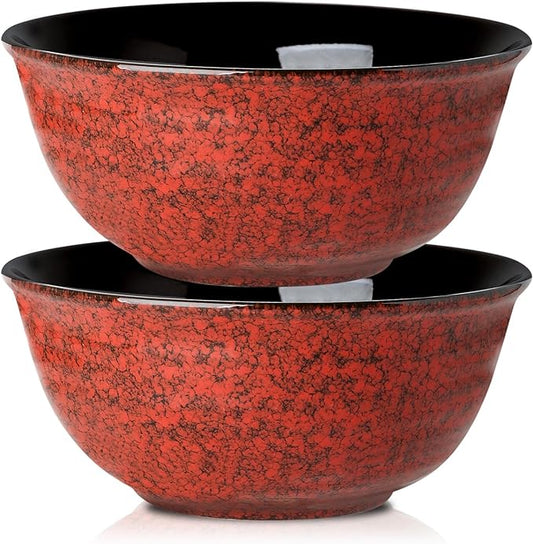 Hasense Ceramic Salad Bowl, 60 Ounces Large Serving Bowls, 8.5 Inch Soup Bowls Set of 2, Pasta Bowls for Ramen, Pho, Fruit, Housewarming, Wedding Gifts, Microwave Dishwasher Safe, Red