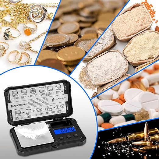 Milligram Scale 50g/0.001g High Precision,Digital mg Scale with LCD/Tare,6 Units Jewelry Scale,Micro gram Scale for Powder,Coins,Gold,Reloading Scale,Included Cal Weight,Batteries