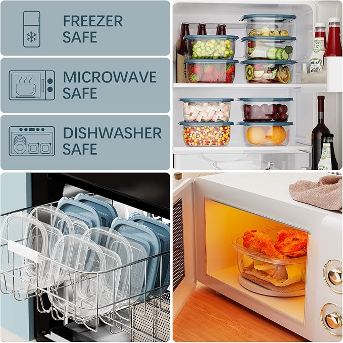 5PCS Rectangle Plastic Portion Box Sets with Lids.Food Storage Box,Container Sets,Food Storage,Food Containers,Plastic Food Container,use for School,Work and Travel,950ML Per Box.