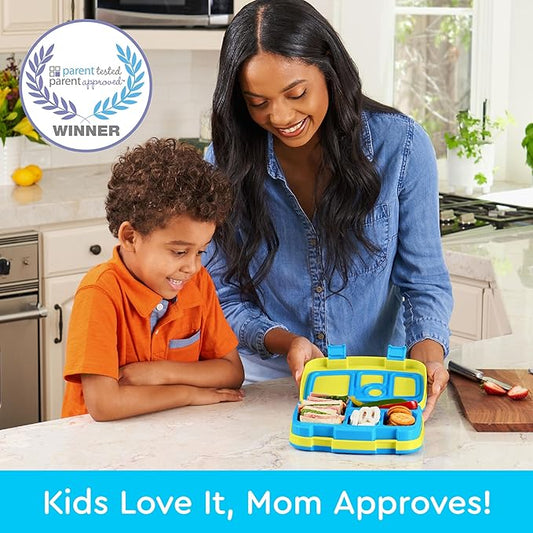 Bentgo Kids Bento-Style 5-Compartment Leak-Proof Lunch Box - Ideal Portion Sizes for Ages 3 to 7 - Durable, Drop-Proof, Dishwasher Safe, BPA-Free, & Made with Food-Safe Materials (Citrus Yellow)