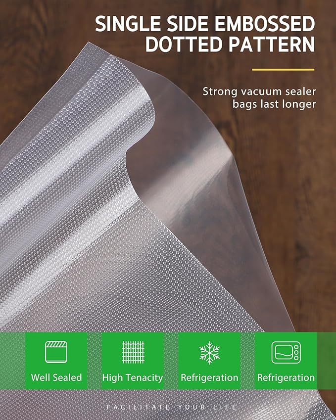Syntus Vacuum Sealer Bags, 10 Pack 5 Roll 11" x 20' and 5 Roll 8" x 20' Commercial Grade BPA Free Bag Rolls, Food Vac Bags for Storage, Meal Prep or Sous Vide