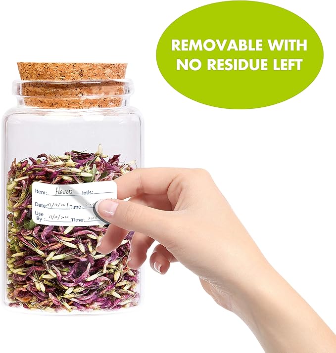 500 Removable Freezer Pantry Canning Labels Set Water Oil Resistant with Perforation Line for Food Containers Jars Kitchen Restaurant Storage Organization (Detailed Area Version, 2” X 1”) …
