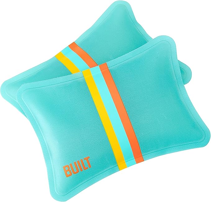 BUILT Curve Soft Ice Packs Set of 2, Freezable, Reusable, Slim, Long-Lasting, for Lunch Bags, Blue Cockatoo with Stripes