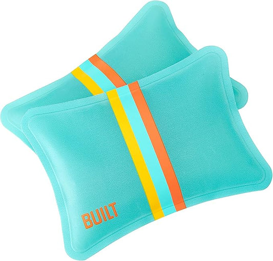 BUILT Curve Soft Ice Packs Set of 2, Freezable, Reusable, Slim, Long-Lasting, for Lunch Bags, Blue Cockatoo with Stripes