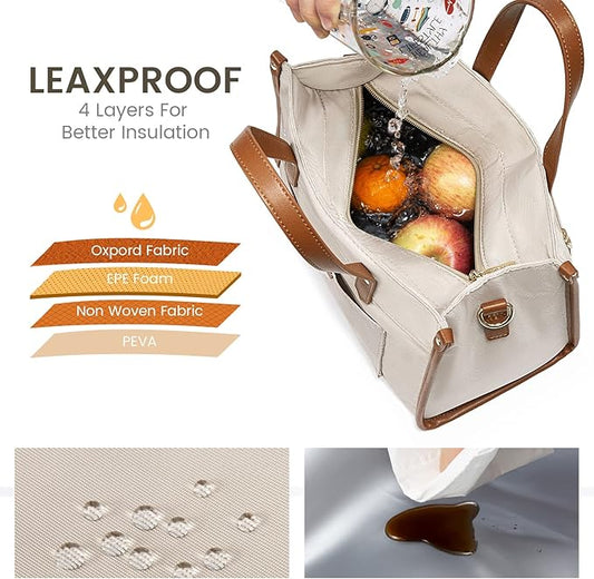 LOVEVOOK Lunch Bag Women Office Work,Lightweight Lunch Tote Bag for Picnic,Fashionable to Match,Nude-Apricot,S