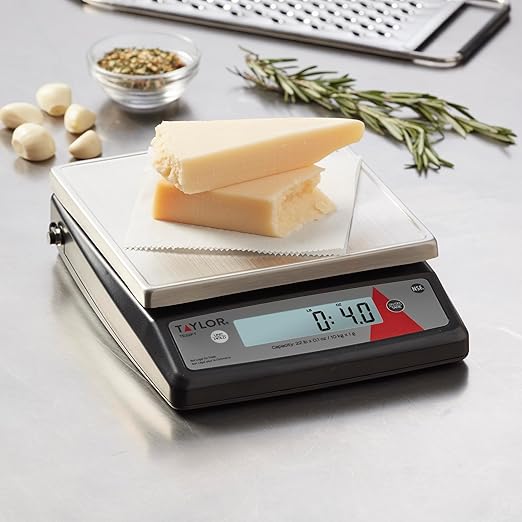 Taylor TE22FT 22-Pound Digital Portion Control Scale, Food Scale for Precise Weight Measuring and Portion Control, Tare and Hold Function, NSF, Stainless Steel Platform