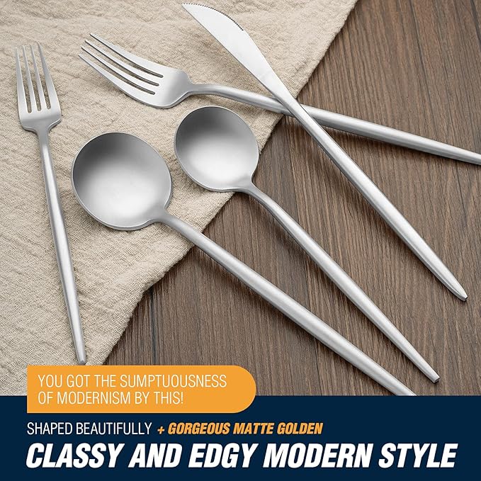 Silverware Set, 20 Piece Stainless Steel Flatware Set Service for 4, Cutlery Set, Include Knives/Forks/Spoons, Dishwasher Safe