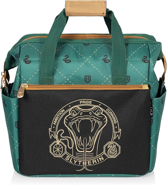 PICNIC TIME Harry Potter Slytherin On The Go Lunch Cooler, Soft Cooler Lunch Box, Insulated Lunch Bag, (Black with Green Accents)