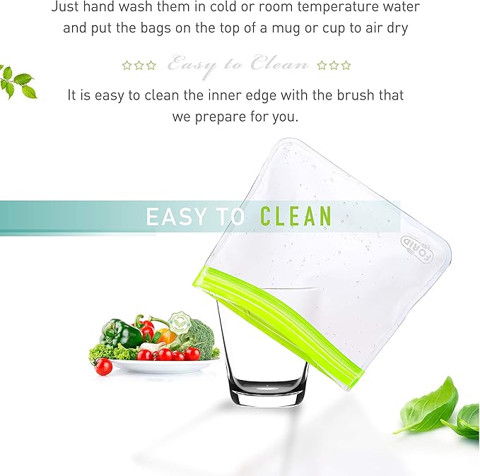 Reusable Gallon Freezer Bags - 6 Pack LEAKPROOF EXTRA THICK 1 Gallon Bags for Marinate Food & Fruit Cereal Sandwich Snack Meal Prep Travel Items Home Organization Storage