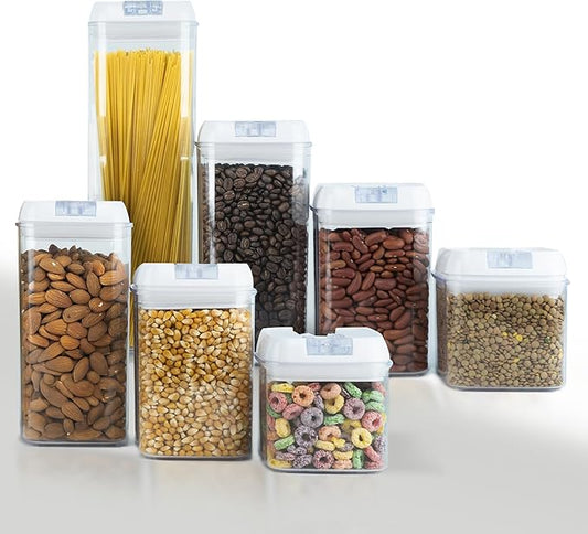 Cereal Containers Storage - 7 Pieces Airtight Food Storage Containers BPA Free Plastic Food Storage Containers with Lids Rice Container Includes Labels