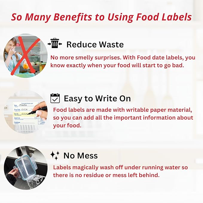 2x3 Dissolvable Labels - 500 Stickers for Containers, Freezer & Kitchen Use, Baby Food Labels Included