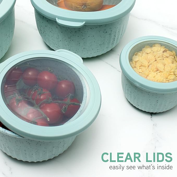 COOK WITH COLOR Mixing Bowl and Measuring Cups Bundle- 4 Deep Prep Bowls with Lids and 12 Piece Measuring Cups and Spoons Set