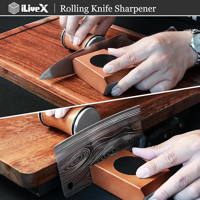 Rolling Knife Sharpener – Work Sharp Sharpener for Kitchen & Pocket Knife Sharpening Kit with Sharpening Stone – Roller Knife Sharpener, Afilador de Cuchillos – Kitchen Gadget & Tool