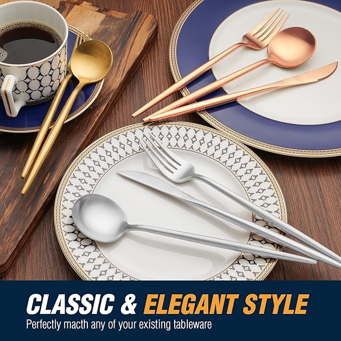 Silverware Set, 20 Piece Stainless Steel Flatware Set Service for 4, Cutlery Set, Include Knives/Forks/Spoons, Dishwasher Safe