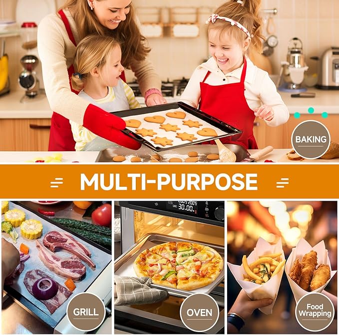 210PCS Value Pack Pre-cut 12x16 Inch Parchment Paper Sheets, Pro-Grade Baking Paper with Double-Sided Natural Silicone Coating, Perfect for Baking, Air Fryer, BBQ, Food Wrapping & Food Service