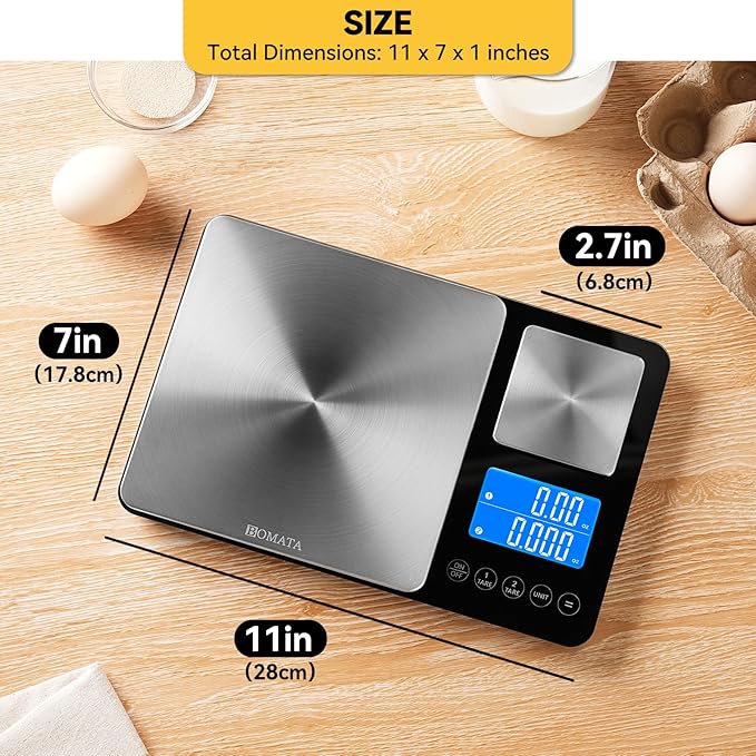 BOMATA Upgrated 0.01g/500g & 1g/15kg Dual Platform Kitchen Scale with Two Precisions, Accumulation Function, Gram and Ounce, Digital Scale for Food, Baking, Yeast, Jewelry B615