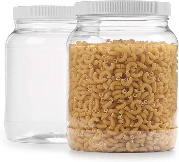 Half Gallon Plastic Jar w/Airtight Leakproof Lid - Dishwasher Safe - USDA Certified - Sun Tea, Fermentation, Food Storage, 2PK