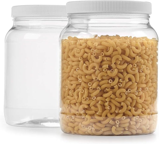 Half Gallon Plastic Jar w/Airtight Leakproof Lid - Dishwasher Safe - USDA Certified - Sun Tea, Fermentation, Food Storage, 2PK