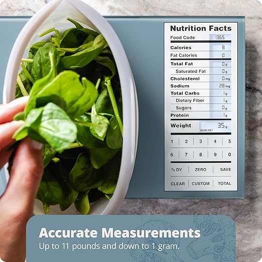 Nutrition Scale by Greater Goods with Food Grade Glass, Perfect for Calorie Counting, Meal Prep, and Weight Loss (Stone Blue)