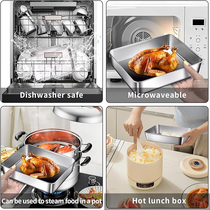 stainless steel Food Storage 12-Pack Lunch BoxContainers setsstorage box with lidfreezer FrozenKitchen tra with lidOven plateSide dish plate Freezer & Dishwasher Safe