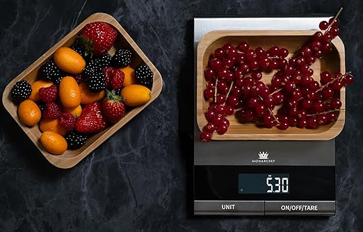 Digital Food Scale for Kitchen, Baking, Cooking, and Meal Prep, 10 Unit Measurements, 22 lb Weight Capacity, Stainless Steel Top, Dual Power Option, 15 Features