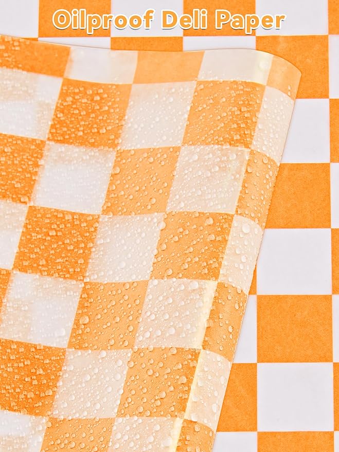 SMARTAKE 12 x 12 Inches Wax Paper for Food, 250 Pcs Non-Stick Hamburger Patty Paper, Square Sandwich Separators Wrapping Paper, for Lunch, Restaurants, Barbecues, Picnics, Parties, Yellow Plaid