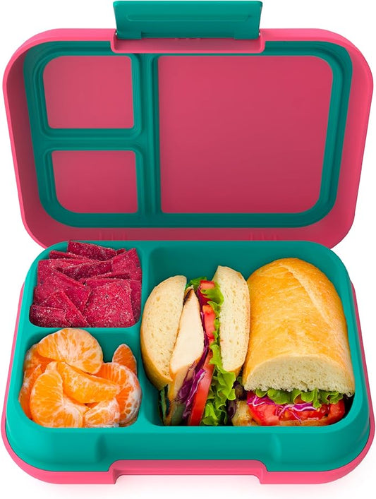 Bentgo Pop - Leak-Proof Lunch Box & Removable Divider for Ages 8+ & Teens - Lunch Container Holds 5 Cups of Food; 3-4 Compartments; Microwave/Dishwasher Safe; 2 Year Warranty (Bright Coral/Teal)