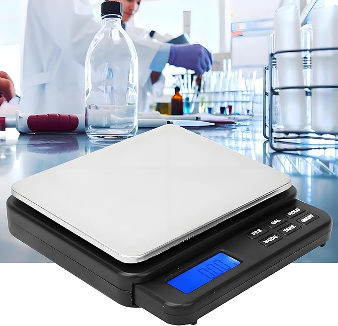 Digital Scale with 0.01 Gram Accuracy, Compact Kitchen Scale, 1000/0.01 Mini Gram Weight Scale, Blue Backlit Display, Automatic Shutdown Protection(black)